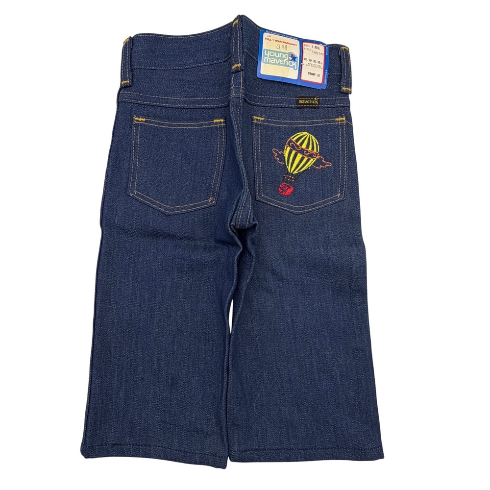 Young Maverick Straight Leg Jeans Toddler‎ 1 Blue Cotton Blend Vintage 80s NWT